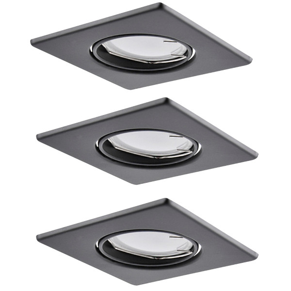 Oprawa wpuszczana kwadratowa czarna 9cm OLIN 3xGU10x8W IP20 Polux 917878