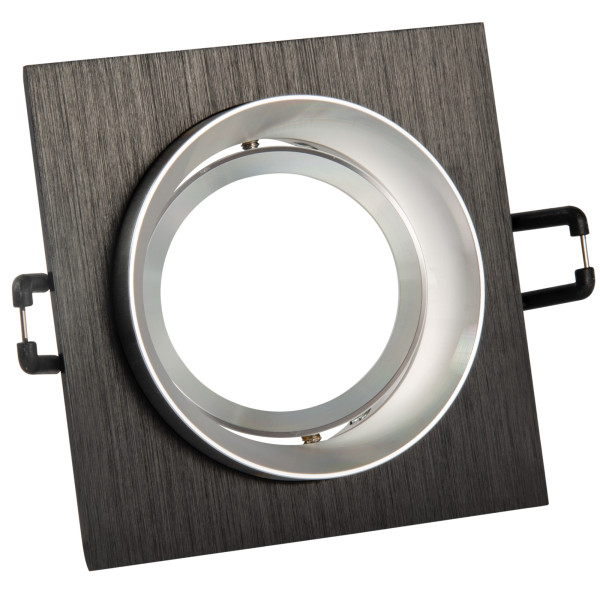 Oprawa wpuszczana kwadratowa czarno-srebrna LIKA 1xMR16x8W IP20 Polux 916807