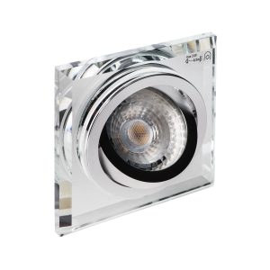 Oprawa wpuszczana kwadratowa srebrna 9cm MORTA 1xGU10x10W IP20 Kanlux 1049586