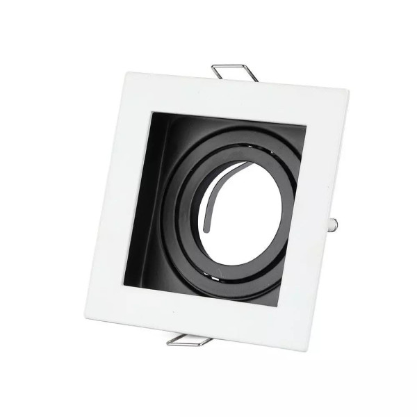 Oprawa wpuszczana oczko kwadratowa biało-czarna 9cm 1xGU10x35W IP20 V-TAC 1049460