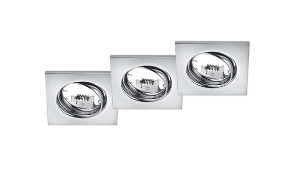 Oprawa wpuszczana oczko kwadratowa chromowana 8cm JURA 3xGU10x15W IP20 Trio 1050646