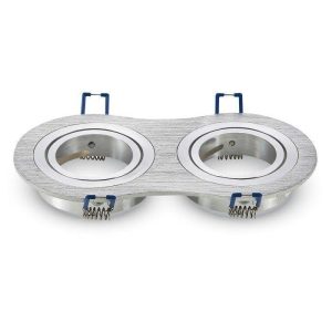 Oprawa wpuszczana oczko owalna srebrna 15,5cm 2xGU10x35W IP20 V-TAC 1049399 Oprawa wpuszczana oczko owalna srebrna 15,5cm 2xGU10x35W IP20 V-TAC 1049399