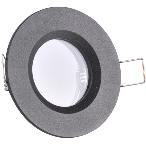 Oprawa wpuszczana okrągła czarna matowa 8cm BORAS 1xMR16x8W IP44 Polux 917746