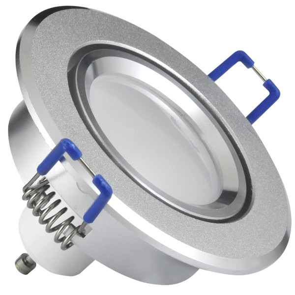 Oprawa wpuszczana okrągła srebrna matowa 8,4cm SUN 1xGU10x8W IP20 Polux 916714