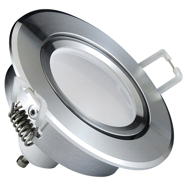 Oprawa wpuszczana okrągła srebrny polysk 8,4cm SUN 1xGU10x8W IP20 Polux 916858