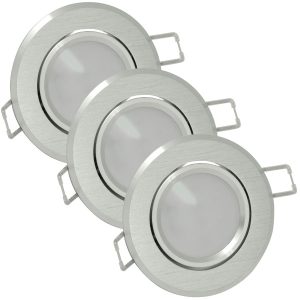 Oprawa wpuszczana okrągła srebrny szczotkowany SUN 3xGU10x8W IP20 Polux 916833 Oprawa wpuszczana okrągła srebrny szczotkowany SUN 3xGU10x8W IP20 Polux 916833