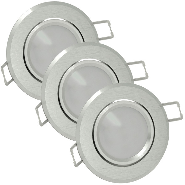 Oprawa wpuszczana okrągła srebrny szczotkowany SUN 3xGU10x8W IP20 Polux 916833