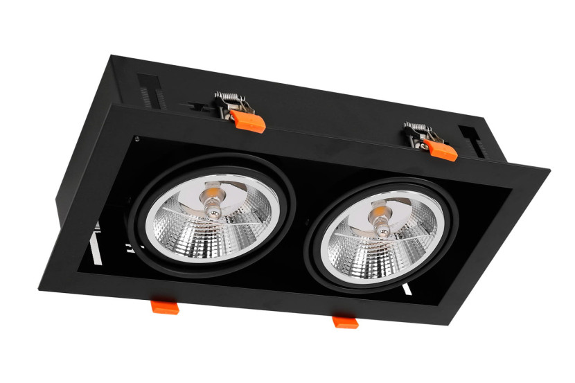 Oprawa wpuszczana prostokątna czarna 35cm PLAZA 2xAR111x35W IP20 Milagro 917837
