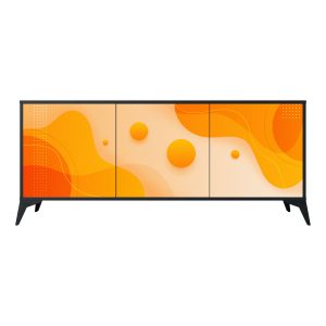 ORANGE ARRANGEMENT Komoda 3 drzwi Czarna-Metalowa gwiazdka czarna 442172 ORANGE ARRANGEMENT Komoda 3 drzwi Czarna-Metalowa gwiazdka czarna 442172