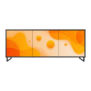 ORANGE ARRANGEMENT Komoda 3 drzwi Czarna-Metalowa ramka czarna 442140 ORANGE ARRANGEMENT Komoda 3 drzwi Czarna-Metalowa ramka czarna 442140