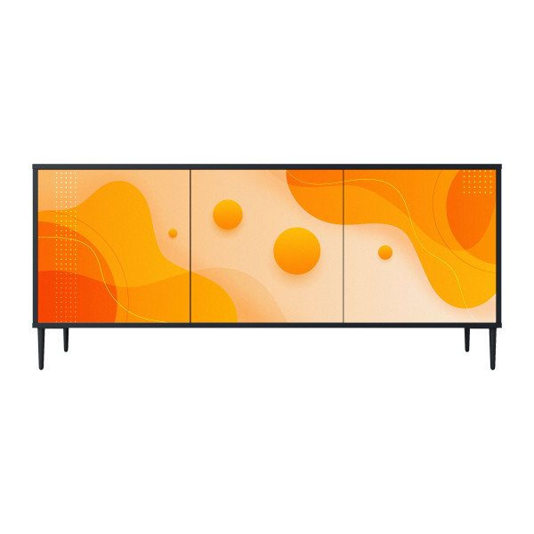 ORANGE ARRANGEMENT Komoda 3 drzwi Czarna-Metalowa szpilka czarna 442228