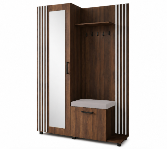 Orzech Garderoba Przedpokój 137cm wieszak lamele lustro LIJO Mr 1095837