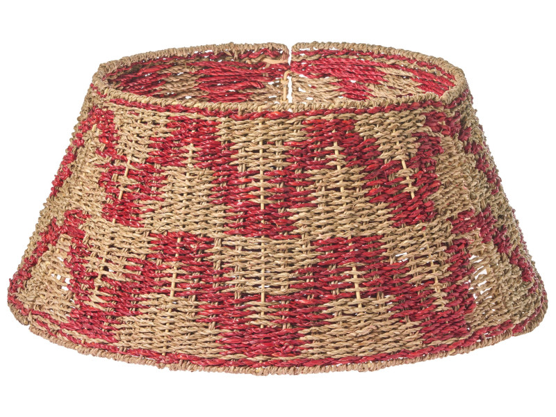 Osłona pod choinkę trawa morska 60 cm naturalny z czerwonym 781814