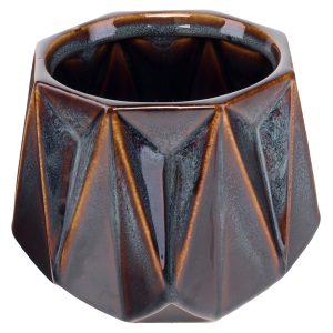 Osłonka ceramiczna na doniczkę Blanka niebiesko-brązowa 261220