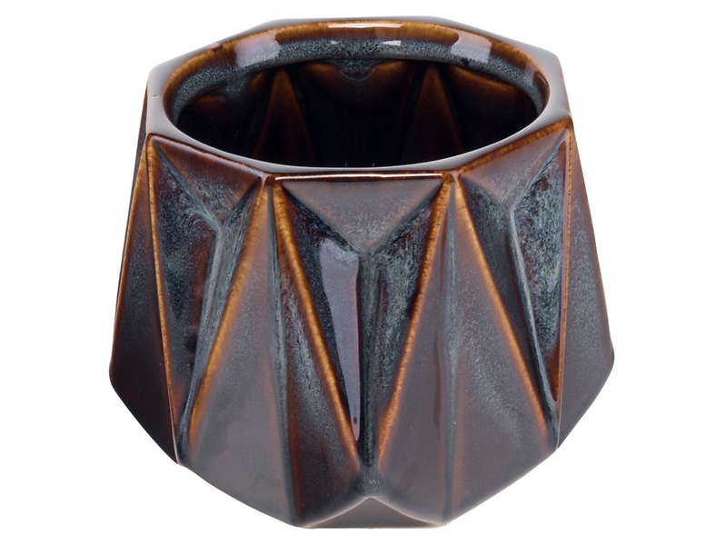 Osłonka ceramiczna na doniczkę Blanka niebiesko-brązowa 261220