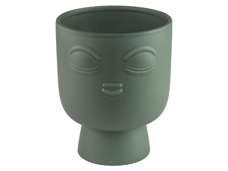 Osłonka na doniczkę Face ceramiczna zielona 191889