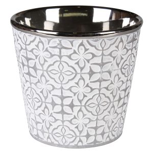 Osłonka na doniczkę Pelle ceramiczna szaro-biała 51253 Osłonka na doniczkę Pelle ceramiczna szaro-biała 51253