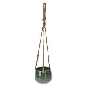 Osłonka na doniczkę wisząca ceramiczna zielona 44403 Osłonka na doniczkę wisząca ceramiczna zielona 44403