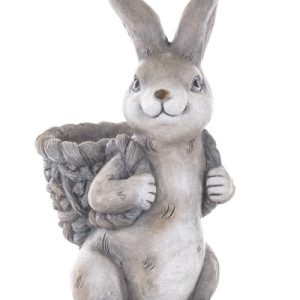 Osłonka – szarobiały zajączek z koszykiem na plecach 41x17x24 cm 636618 Osłonka – szarobiały zajączek z koszykiem na plecach 41x17x24 cm 636618