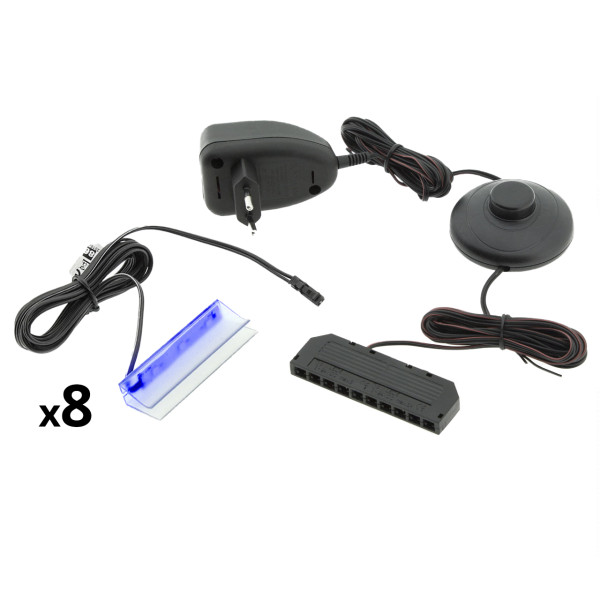 Oświetlenie LED na 8 półek niebieskie 258605