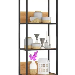 Otwarty regał z 6 półkami w stylu loft czarny + dąb craft – Avax 723796 Otwarty regał z 6 półkami w stylu loft czarny + dąb craft – Avax 723796