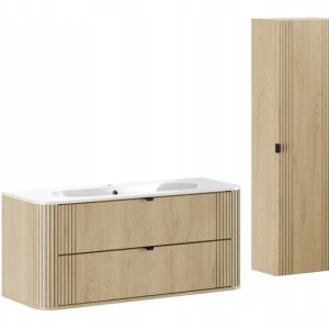 OVALIA DĄB CREMONA Szafka 120 z UMYWALKĄ PURE i SŁUPKIEM MDF nowoczesna 830168