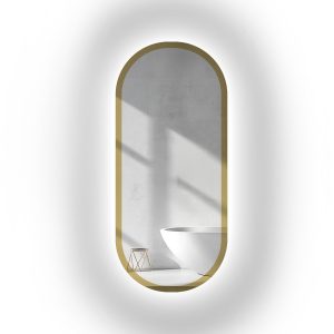 Owalne lustro w ramie złoty połysk z podświetleniem – BONITA LED 1060884 Owalne lustro w ramie złoty połysk z podświetleniem – BONITA LED 1060884