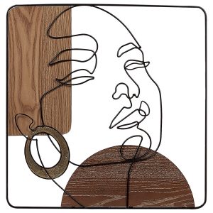 Ozdoba ścienna 50 x 50 cm żelazo MDF brązowa 336490 Ozdoba ścienna 50 x 50 cm żelazo MDF brązowa 336490