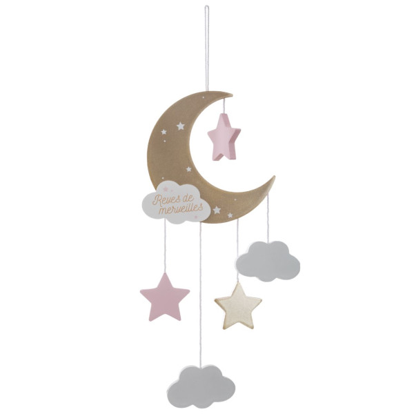 Ozdobna zawieszka Pink Moon kolorowa dla dzieci dekoracja księżyc 931791