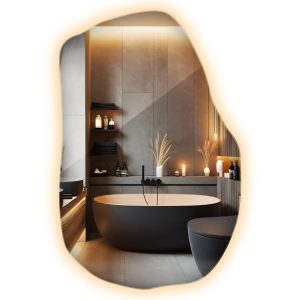 Ozdobne lustro LED elegancka forma ciepłe światło 90 x 58,5 cm Wallfluent 865329 Ozdobne lustro LED elegancka forma ciepłe światło 90 x 58,5 cm Wallfluent 865329