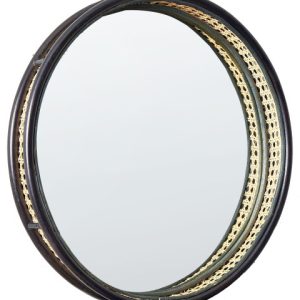Ozdobne lustro ścienne rattanowe 60 cm czarne 189353