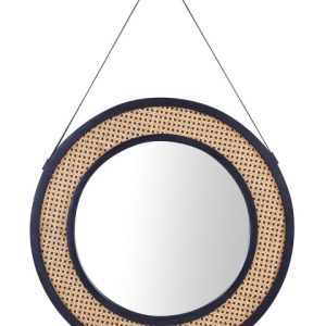Ozdobne lustro ścienne rattanowe ø 70 cm jasne 189284