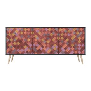 PAINTED SQUARES Komoda 3 drzwi Czarna-Bukowa skośna 441655 PAINTED SQUARES Komoda 3 drzwi Czarna-Bukowa skośna 441655