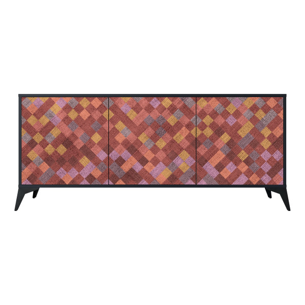 PAINTED SQUARES Komoda 3 drzwi Czarna-Metalowa gwiazdka czarna 442034