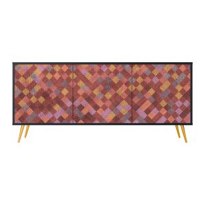 PAINTED SQUARES Komoda 3 drzwi Czarna-Metalowa szpilka złota 442398 PAINTED SQUARES Komoda 3 drzwi Czarna-Metalowa szpilka złota 442398