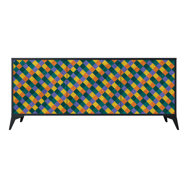 PAINTED SQUARES MIX Komoda 3 drzwi Czarna-Metalowa gwiazdka czarna 442732