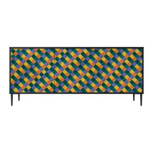 PAINTED SQUARES MIX Komoda 3 drzwi Czarna-Metalowa szpilka czarna 441588 PAINTED SQUARES MIX Komoda 3 drzwi Czarna-Metalowa szpilka czarna 441588