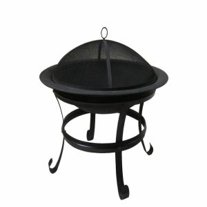 Palenisko ogrodowe stalowe 75 cm z pokrywą czarne 1023387