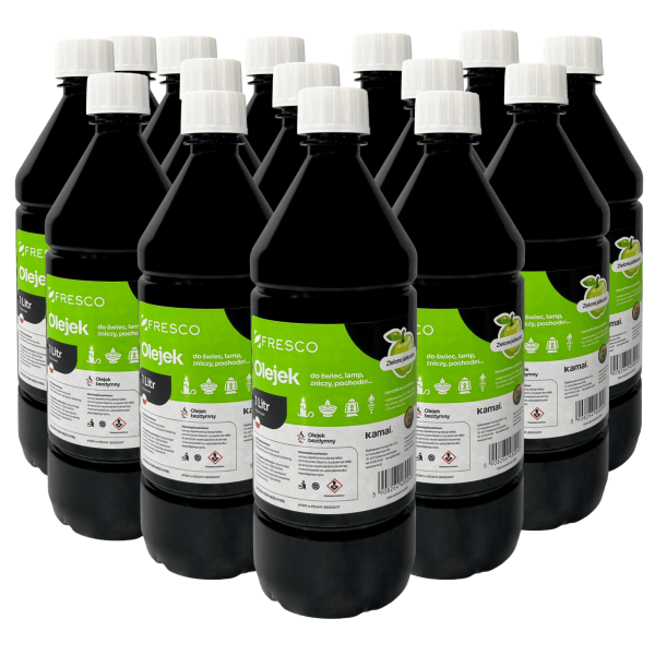Paliwo olej do lamp, pochodni, świec i zniczy jabłko 1l zestaw 15sztuk 939963