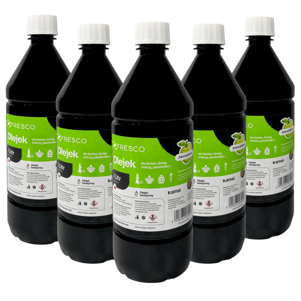 Paliwo olej do lamp, pochodni, świec i zniczy jabłko 1l zestaw 5 sztuk 939947