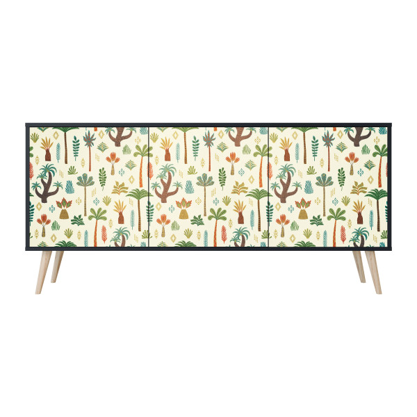 PALM SPRING Komoda 3 drzwi Czarna-Bukowa skośna 442230