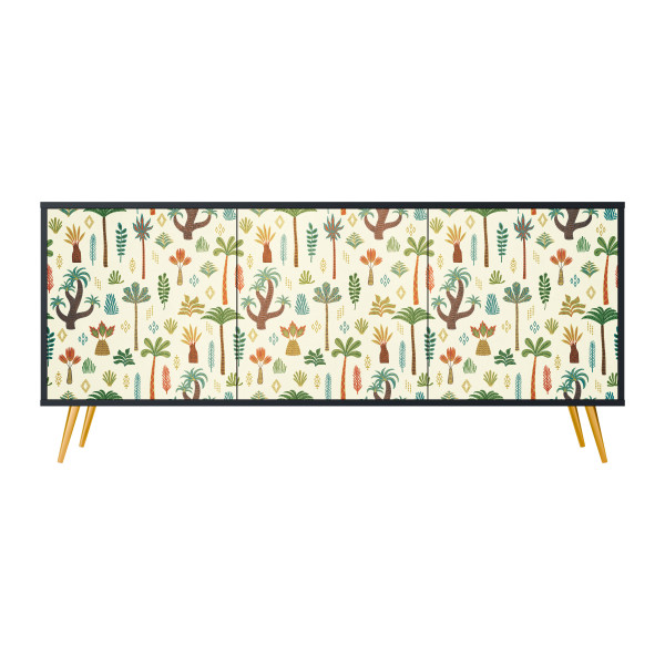 PALM SPRING Komoda 3 drzwi Czarna-Metalowa szpilka złota 441621
