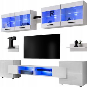 Pan Igiełka – Meblościanka do Salonu LED RGB Biały, Zestaw Mebli 806595 Pan Igiełka – Meblościanka do Salonu LED RGB Biały, Zestaw Mebli 806595