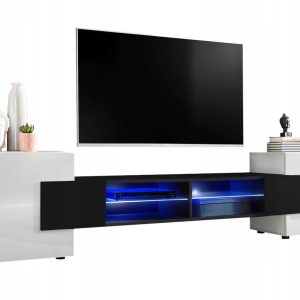 Pan Igiełka Szafka RTV Blue LED Połysk Mat Czarny Biały Dąb Wotan Loft 341841 Pan Igiełka Szafka RTV Blue LED Połysk Mat Czarny Biały Dąb Wotan Loft 341841
