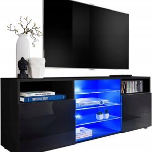 Pan Igiełka Szafka RTV LED Czarny Biały Dąb Wotan Połysk Mat Blue LEDs 341831 Pan Igiełka Szafka RTV LED Czarny Biały Dąb Wotan Połysk Mat Blue LEDs 341831
