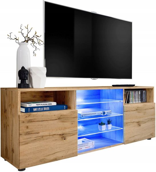 Pan Igiełka Szafka RTV LED Czarny Biały Dąb Wotan Połysk Mat Nowoczesna 341855