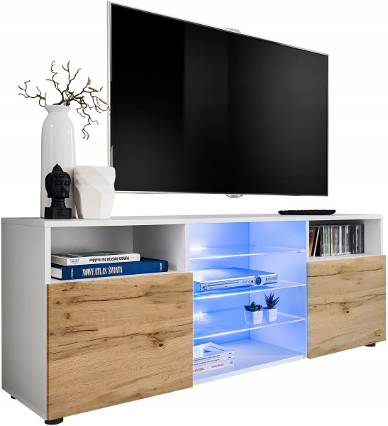 Pan Igiełka Szafka RTV LED Czarny Biały Dąb Wotan Połysk Mat RGB LED Pilot 341818