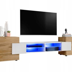 Pan Igiełka Szafka RTV LED Połysk Mat Czarny Biały Dąb Wotan Loft 341828 Pan Igiełka Szafka RTV LED Połysk Mat Czarny Biały Dąb Wotan Loft 341828