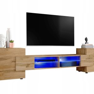 Pan Igiełka Szafka RTV LED Połysk Mat Czarny Biały Dąb Wotan Loft 341835 Pan Igiełka Szafka RTV LED Połysk Mat Czarny Biały Dąb Wotan Loft 341835