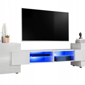 Pan Igiełka Szafka RTV LED Połysk Mat Czarny Biały Dąb Wotan Loft 341859